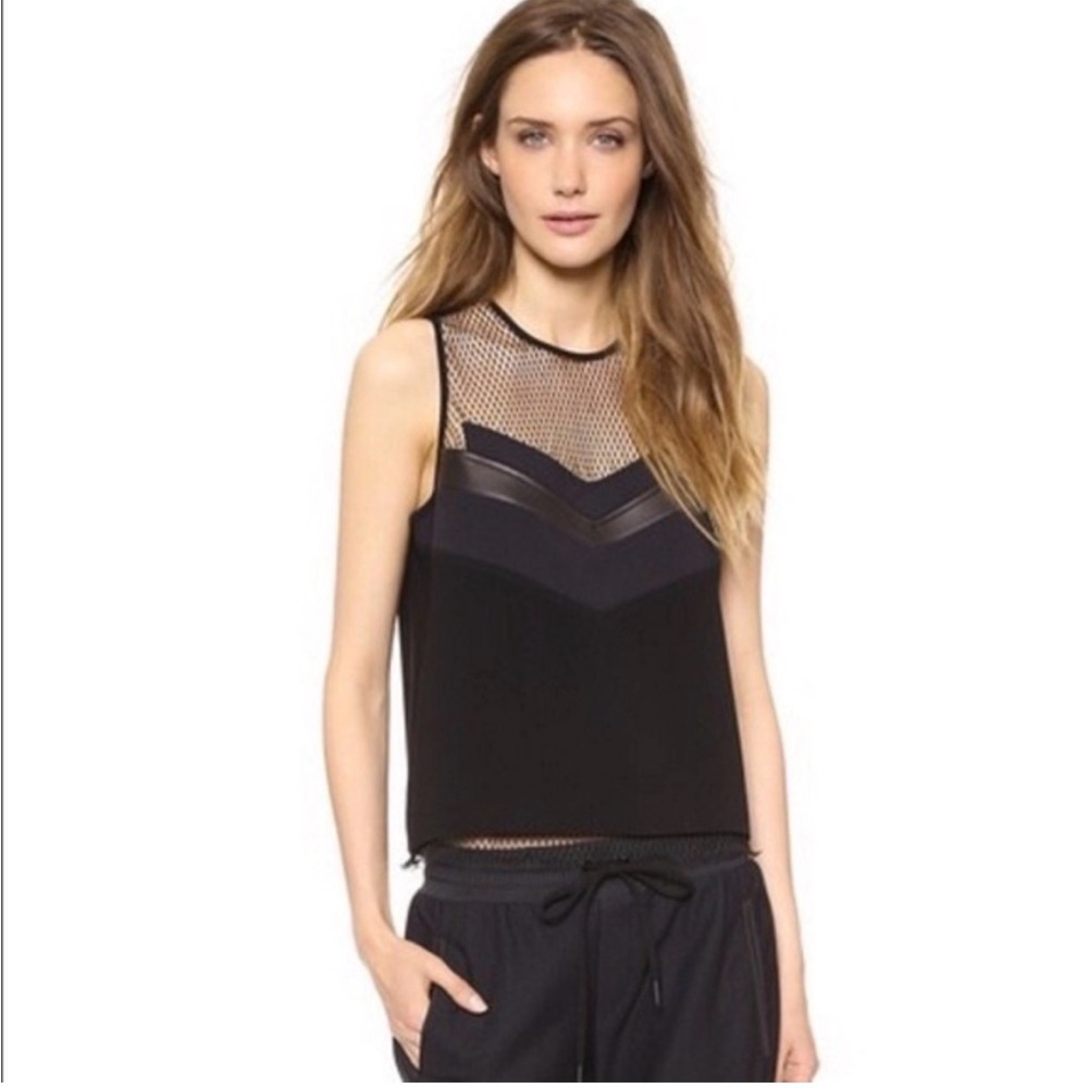 Rag & Bone ‘Smith’ mesh tank with leather panel size Small